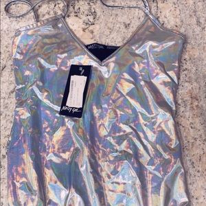 Nasty gal chrome body suit with tags